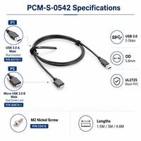 Kabel USB 3.0 Vision 5Gbps Tipe-A Male ke Micro B dengan Pengunci Sekrup untuk Sistem Visi Mesin, Kamera Industri, Lengan Robot