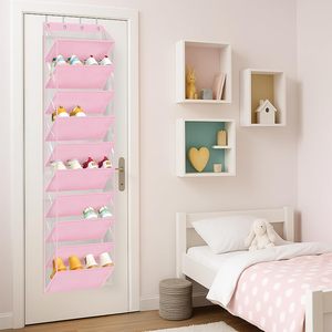 10 Tier Over The Door <b>Shoe</b> Organizer Pink Hanging <b>Storage</b> Rack For Closet Door With Deep Pockets Fit 20 Pairs - Product Image 4