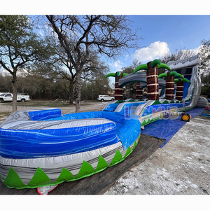 Toboggan aquatique gonflable géant avec deux pistes et une grande piscine à éclaboussures - PVC robuste pour le plaisir estival en plein air - Product Image 3