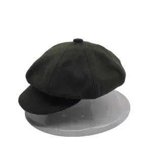 Plain Cotton Beret Newsboy Hat Custom Embroidered 6 Panel Flat Brim Snapback Cap