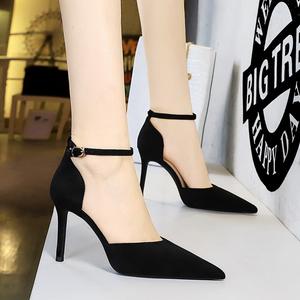 נעלי bigtree 8386-8 קיץ גבוה סנדלים דקים עקבים פו אבזם העליון רצועת אופנה מוצקה מלאי ללא חידוש - Product Image 1