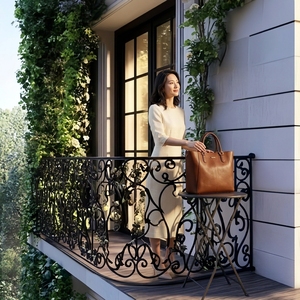 Rampe de balcon en fer forgé <span class=keywords><strong>noir</strong></span>, garde-corps décoratif en fonte, balustrade ornementale pour villa, appartement, hôtel - Product Image 2