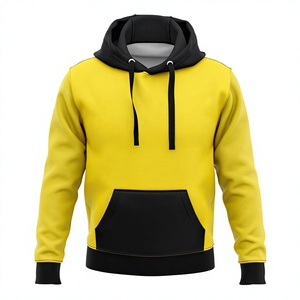 Sudadera con Capucha Amarilla para Hombre, Corte Regular, Tejido de Poliéster, Estilo Casual para Otoño, Diseño con Bolsillos, Detalles en Negro - Product Image 1