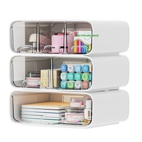 Organisateur de tiroir de bureau en plastique transparent, boîte de rangement coulissante pour papeterie, cosmétiques, fournitures de bureau