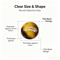 Cabochon rond en pierre naturelle, 12 couleurs, pierre polie en forme de dôme pour la fabrication de bagues, pendentifs et bijoux DIY