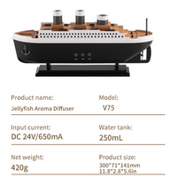 Mini bateau intelligent pour la maison, lumière LED nocturne, diffuseur d'air ultrasonique, aromathérapie électrique, humidificateur en plastique à télécommande pour usage hôtelier et domestique