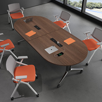 Table de conférence pliable moderne en bois massif avec pieds en métal pour la maison, le bureau, les salles de conférence, les hôtels, pieds réglables, respectueuse de l'environnement