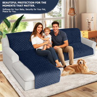 Housse de canapé d'angle en velours antidérapante et résistante aux animaux, bleu marine, pour salon familial, facile à nettoyer