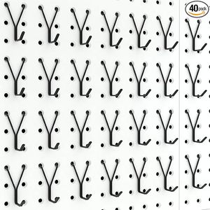 ตะขอแขวนเพ็กบอร์ดแบบ L 40 ชิ้น สีดำ ผลิตในเวียดนาม ตะขอและรางสำหรับติดเพ็กบอร์ด วัสดุเหล็ก สไตล์อุตสาหกรรม ขนาด 406*406*20 มม. - Product Image 5