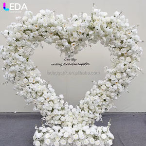 LEDA Hot Sale Handmade Baby's Breath Floral Arch <b>Stand</b> White Heart Flower Horn <b>Backdrop</b> Soft Valentine's Day Event Decoration - Product Image 1