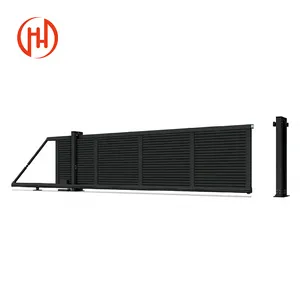 Wholesale Fence Outdoor Modern Residential Yard Style Black Metal Aluminum Slat Fence Panels