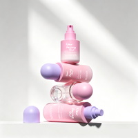 Flacons cosmétiques en verre givré rose de luxe sur mesure avec pompe pour huile corporelle et lotions corporelles