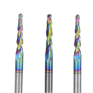 Weix hochwertige HRC60 Rainbow Coated 2 Flöten Tapered Ball Nose Schaft fräser Fräser für 3D-Schnitzerei