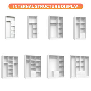 Armoire de chambre à coucher en acier Sanjian, armoire à vêtements en métal avec miroir, porte coulissante ou battante, <span class=keywords><strong>placard</strong></span>, rangement, armoire - Product Image 3