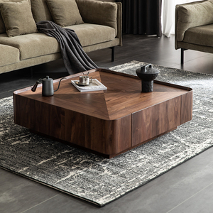 Orta yüzyıl Modern ceviz kabuğu ahşap çerçeve Metal taban Minimalist tasarımcı oturma odası çay masası sehpa - Product Image 2