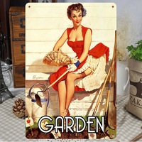Plaque Métallique Vintage Rétro Années 50 Pin-up Cowgirl Western, Affiche Murale Rustique en Fer pour Bar, Garage, Décoration Murale Maison