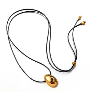sweet cool titanium steel drop women light luxury necklace high design versatile adjustable black cord pendant sweater <b>chain</b> - Product Image 5