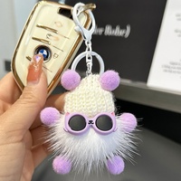 Porte-clés pendentif mignon en fourrure de vison douce, forme elfe, style dessin animé, populaire en Corée, pour sac à dos, cadeau