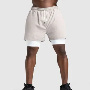 Pantaloncini sportivi da uomo all'ingrosso comfort personalizzato pantaloncini da allenamento 2 in 1 con cerniera laterale