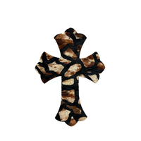 291-316 5.5*7.8cm Étiquette en cuir véritable en forme de croix avec poils de cheval, prête à l'emploi pour chaussures, meubles et accessoires
