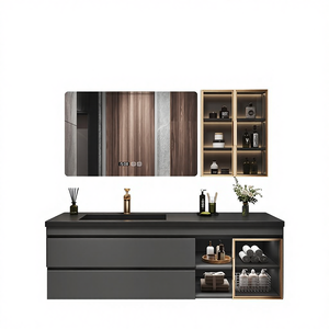 Mueble de Baño Moderno de Lujo Ligero, Montado en la Pared, <span class=keywords><strong>con</strong></span> Lavabo de Cerámica de Piedra Sinterizada sin Costuras, Espejo Inteligente <span class=keywords><strong>con</strong></span> Almacenamiento para Vestidor - Product Image 6
