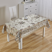 Nappe en PVC RNPT classique à bordure florale, imprimée métallique, avec support tissé, imperméable, pour table à manger