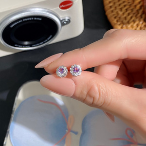 9 Simple 925 Sterling Silver <b>3mm</b> Crystal Flower Stud <b>Earrings</b> Natural Stone White Gold Plated Non Tarnish Jewelry For Women - Product Image 4