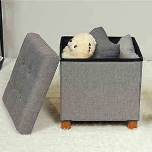 Bailey <span class=keywords><strong>Pouf</strong></span> Ottoman durevolezza con gambe in legno <span class=keywords><strong>grigio</strong></span> lino multifunzione sgabello moderno tavolino da caffè ottomano - Product Image 6