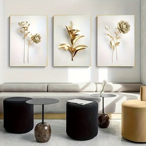 Pittura di fiori d'oro pittura di porcellana ancora in vita di cristallo decorazione per la casa di arte della parete - Product Image 4