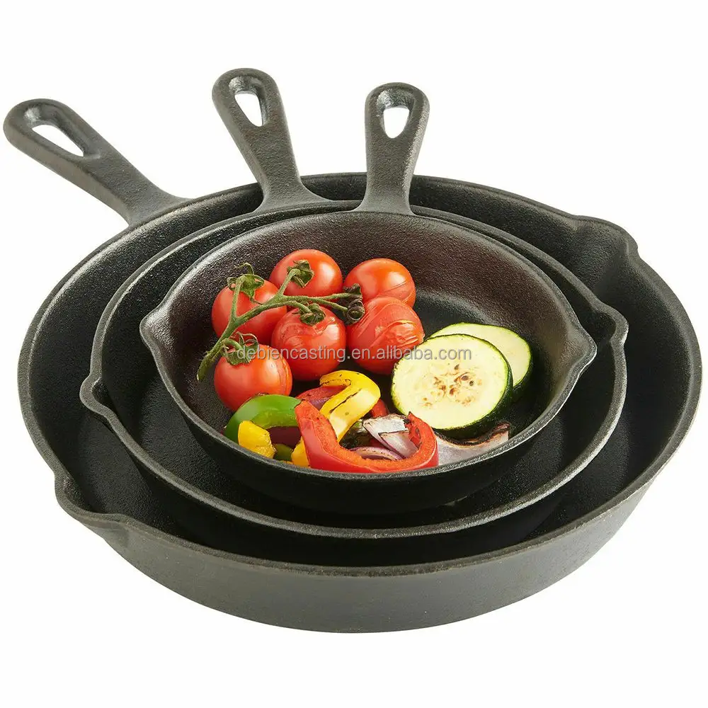 China Wholesale Price 6 inch 8 inch 10 inch Pre-Seasoned Cast Iron Skillet Non-Stick Pan Set