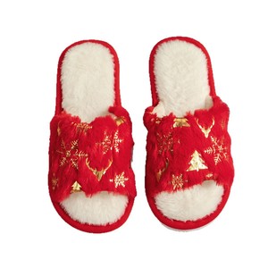 Pantuflas Navideñas de Felpa para Mujer, Abiertas, de Algodón, Planas, Térmicas, para Interiores, con Suela Antideslizante, Cálidas - Product Image 5