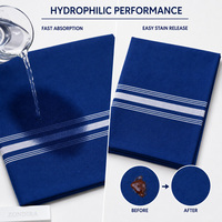 Servilleta de Bistro Azul Rey con Rayas Invertidas 18x22 240GSM, Teñida con Hilo, Poliéster Hilado, Hecha a Mano, Reutilizable, para Restaurantes, Hoteles y Uso Comercial