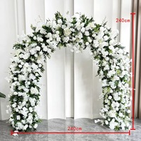 Composition florale arquée pour décoration de mariage, 2,4 mètres de haut, fleurs artificielles pour fond de scène de mariage, roses artificielles