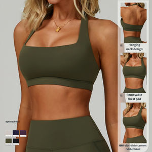 Soutien-gorge de sport à col halter pour femme, maintien élevé, antidérapant, haut de yoga, dos creux sexy, push-up, veste de fitness, vêtements de sport pour la course à pied - Product Image 5