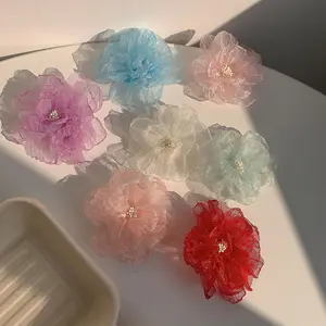 3D Thin Chiffon Baby Flower Hair Clip Cute Princess Fringe Hairpin Hair Accessories