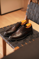 Chaussures Derby pour hommes sculptées à la main, chaussures habillées en cuir gravé vintage à lacets, chaussures de ville formelles, décontractées et élégantes pour le quotidien