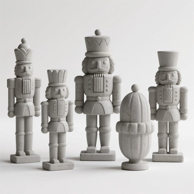 Nutcracker Cement Figurine. Custom 3D Design, Hand-Finished & Weatherproof, a Durable Christmas Sentinel for Garden & Porch.