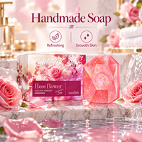 Savon en Gros à la Rose et à la Feuille d'Or 100g OEM & ODM Savon Artisanal à l'Huile Essentielle de Diamant Hydratant Éclaircissant pour le Corps