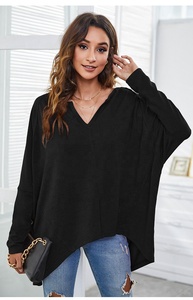 <span class=keywords><strong>T</strong></span>-shirts manches chauve-souris pour <span class=keywords><strong>femme</strong></span>, haut surdimensionné, prê<span class=keywords><strong>t</strong></span> à poser, à manches longues, <span class=keywords><strong>col</strong></span> en <span class=keywords><strong>V</strong></span>, à la mode loisirs, - Product Image 3