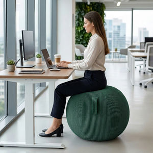 <span class=keywords><strong>Chaise</strong></span>-ballon <span class=keywords><strong>de</strong></span> <span class=keywords><strong>yoga</strong></span> pour le soutien postural au bureau avec housse en velours côtelé amovible, tabouret-ballon d'exercice en PVC <span class=keywords><strong>de</strong></span> 65 cm – Ensemble - Product Image 3