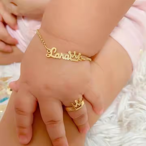 Bracelets personnalisés <span class=keywords><strong>en</strong></span> acier inoxydable <span class=keywords><strong>pour</strong></span> bébé 18K or <span class=keywords><strong>argent</strong></span> rose bijoux personnalisés enfants filles garçons cadeaux d'anniversaire - Product Image 1