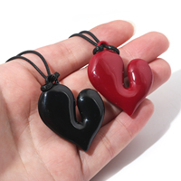 Collier en forme de cœur romantique inspiré de l'amour esthétique vintage pour femmes collier ras du cou pendentif coeur rouge bijoux en gros