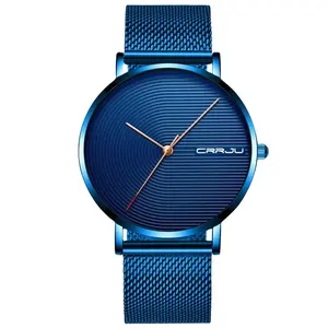 2023 2164 Ultradunne 40Mm Blauwe Zon Textuur Ongeschaald Display Roestvrij Staal Mesh Band Sport Quartz Mannen Horloge Minimalisme