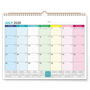 Calendario da Parete Mensile 2026 con Spirale, Copertina Rigida, Planner da Scrivania 12 Mesi, Blocchi Colorati, Cartone/Duplex Board per Casa - Product Image 5