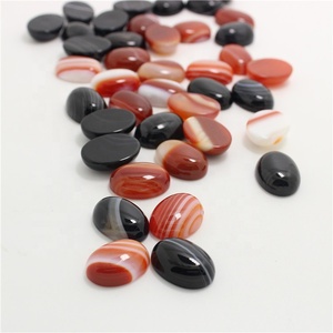 Ágata de encaje verde de 15x20mm, cuenta con parte trasera plana, rayas de arco iris, cabujones ovalados, cuentas de piedra para fabricación de joyas - Product Image 5