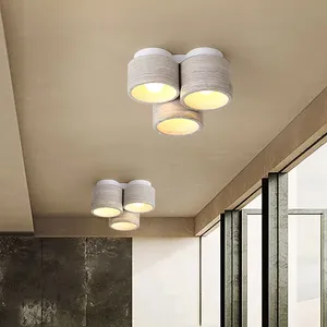 Nordic3-head LED Surface Downlight AC Metal Stone Cover Postmodern Home Slaapkamer Gang Balkon Hotel Wabi Sabi Travertijn - Product Image 2
