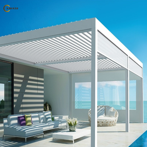 Pergola bioclimatique Kakadu 694-170 avec panneaux solaires, moderne, rétractable, motorisée, protection contre le soleil et la pluie, en aluminium, écologique, nature - Product Image 6