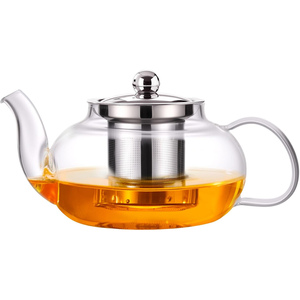Tetera de Vidrio de Borosilicato Transparente, Ecológica, Apta para Lavavajillas, con Infusor Moderno, para Beber Té, 400-1000 ml, para el Hogar - Product Image 1
