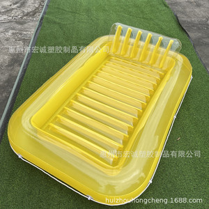 Rectangular Inflatable Floating Bed 70x46 Inches With Headrest For Swimming Pool Use Yellow PVC Material - Product Image 1