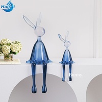 Décorations d'intérieur de luxe créatives faites à la main, en fer et résine, ornements de lapin aux longues oreilles assis pour les meubles TV et les entrées